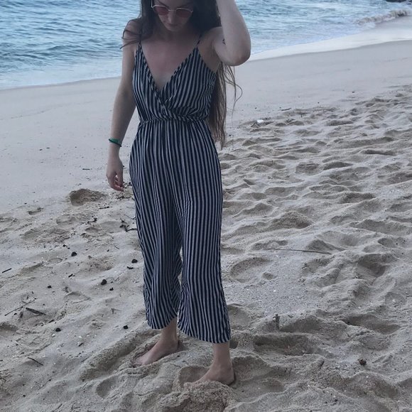 Garage Pants - *Garage Navy & White Striped Jumpsuit